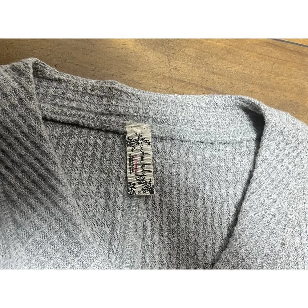Intimately Free People Womens Y2K Waffle Knit Thermal Henley Top Size M Preppy